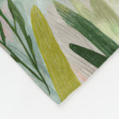 幻想的なセージグリーンの花の水彩 フリースブランケット (角)