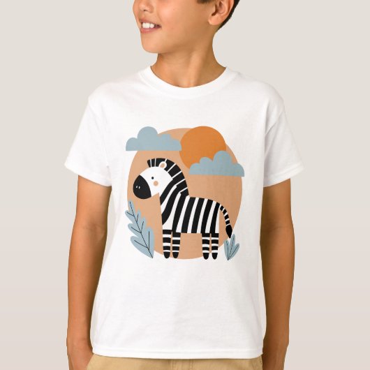 幻想的なゼブラの北欧風デザイン Tシャツ (正面)