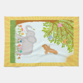 幻想的なゾウの自然風景イラスト キッチンタオル (横)