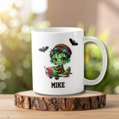幻想的なゾンビ飛行機コウモリの水彩ハロウィン コーヒーマグカップ