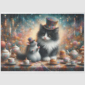 幻想的なタキシード猫とネズミのデコパージュ 薄葉紙 (正面)
