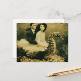 幻想的なタツノオトシゴの騎乗 ファンタジー ヴィンテージ風写真 ポストカード