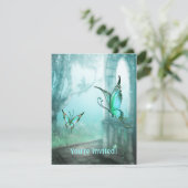 幻想的なターコイズの蝶の庭園イベント 招待状 (スタンド正面)