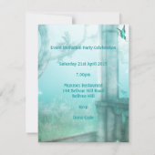 幻想的なターコイズの蝶の庭園イベント 招待状 (裏面)