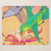 幻想的なダンス：ハチドリとオダマキの花 シェルパブランケット (正面(横))