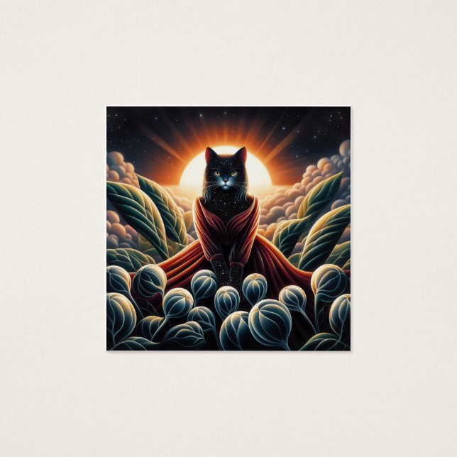 幻想的なデジタルアート：夜空の猫が囲まれた (正面)