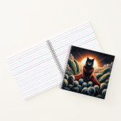 幻想的なデジタルアート:夜空の猫が囲まれた ノートブック (内部)