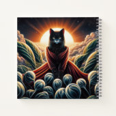 幻想的なデジタルアート:夜空の猫が囲まれた ノートブック (裏面)