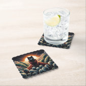 幻想的なデジタルアート：夜空の猫が囲まれた ペーパーコースター (インサイチュ)