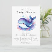 幻想的なデジタルクジラのベビーシャワー 招待状 (スタンド正面)