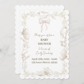 幻想的なデルフトの花のベビーシャワー招待状 招待状 (正面/裏面)