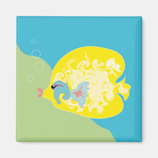幻想的なトロピカルフィッシュの海洋アート マグネット (正面)
