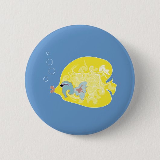 幻想的なトロピカルフィッシュの海洋アート 缶バッジ (正面)