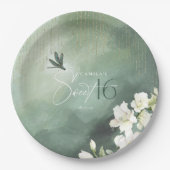 幻想的なトンボと花のSweet 16 ID1310 ペーパープレート (正面)