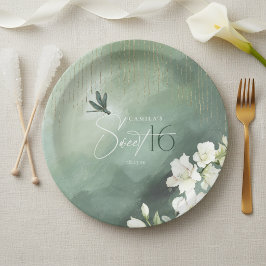幻想的なトンボと花のSweet 16 ID1310 ペーパープレート