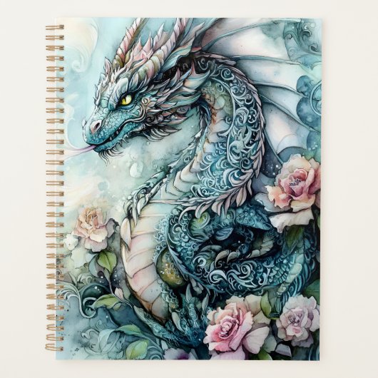 幻想的なドラゴンとバラの周囲 プランナー手帳 (正面)