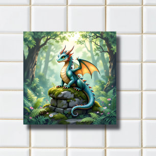 幻想的なドラゴンと古代の石 タイル