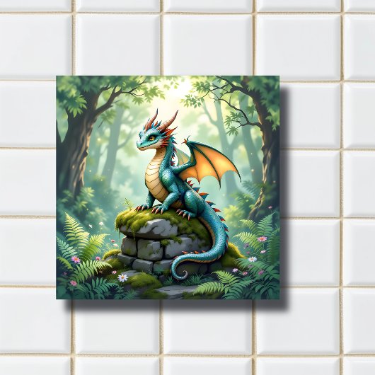幻想的なドラゴンと古代の石 タイル
