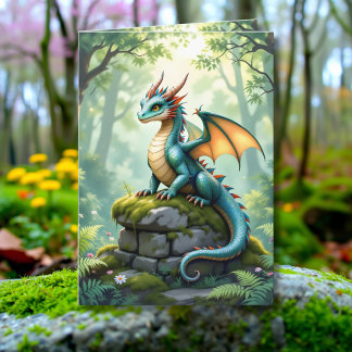 幻想的なドラゴンのぬりえとバースデー カード