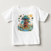 幻想的なドラゴンのツリーハウス ファンタジー 子供Tシャツ ベビーTシャツ (正面)