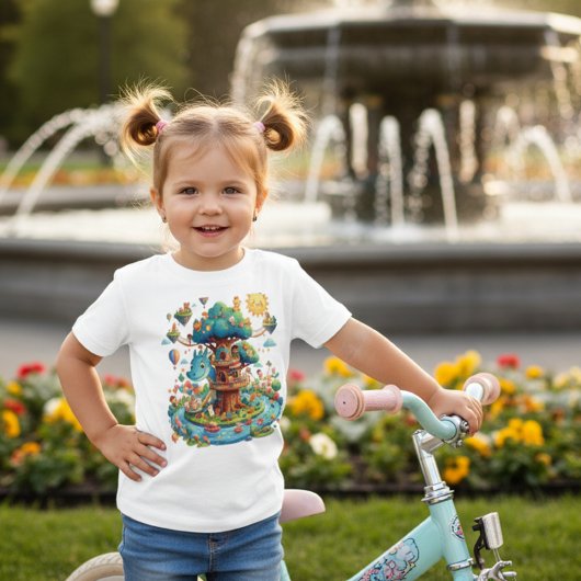 幻想的なドラゴンのツリーハウス ファンタジー 子供Tシャツ ベビーTシャツ