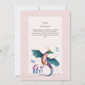 幻想的なドラゴンをテーマにした男の赤ちゃんシャワーリビール 招待状 (裏面)