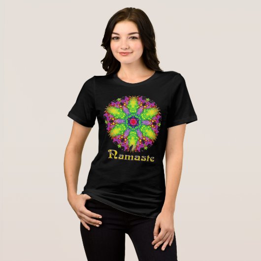 幻想的なナマステ万華鏡 トライブレンドTシャツ (正面全面)