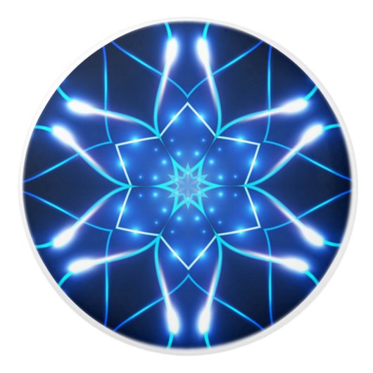 幻想的なネオンホワイト、ライトブルー色01 to セラミックノブ (正面)