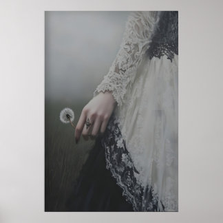 幻想的なハスの願い ゴシックレディ アート ダーク ポスター