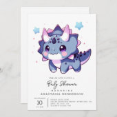 幻想的なハッピーディオナンスベイビーシャワー 招待状 (正面/裏面)