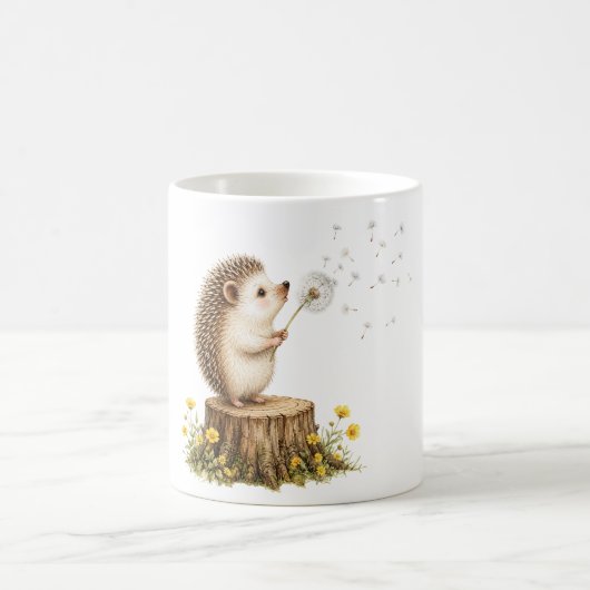 幻想的なハリネズミのタンポポ吹き コーヒーマグカップ (中央)