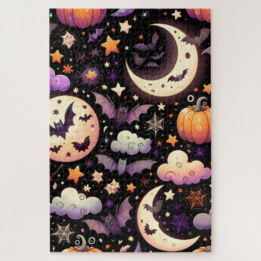 幻想的なハロウィンの夜空パターン ジグソーパズル (縦)