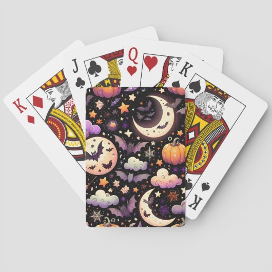 幻想的なハロウィンの夜空パターン トランプ (裏面)