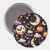 幻想的なハロウィンの夜空パターン マグネット (正面/裏面)