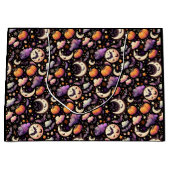 幻想的なハロウィンの夜空パターン ラージペーパーバッグ (正面)