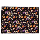 幻想的なハロウィンの夜空パターン ラージペーパーバッグ (裏面)