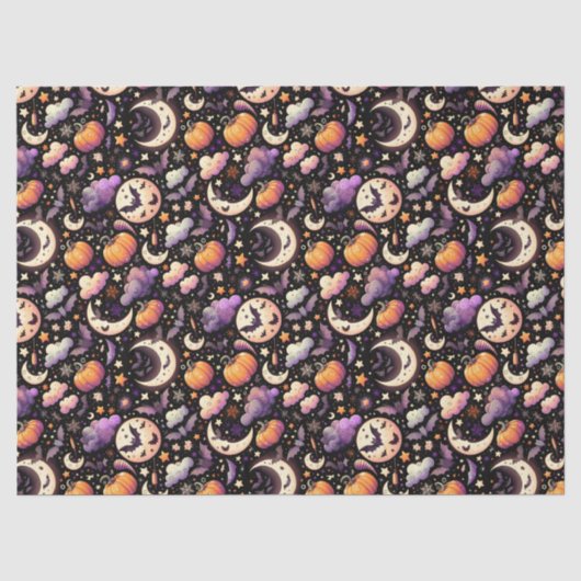 幻想的なハロウィンの夜空パターン 薄葉紙 (正面)
