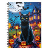 幻想的なハロウィーンの風景に登場する黒猫 ノートブック (正面)
