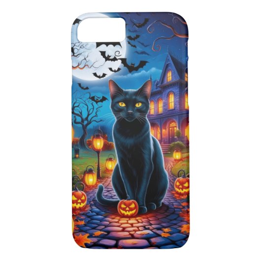 幻想的なハロウィーンの風景に登場する黒猫 Case-Mate iPhoneケース (裏面)