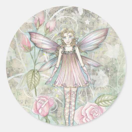 幻想的なバラの妖精 ラウンドシール (正面)