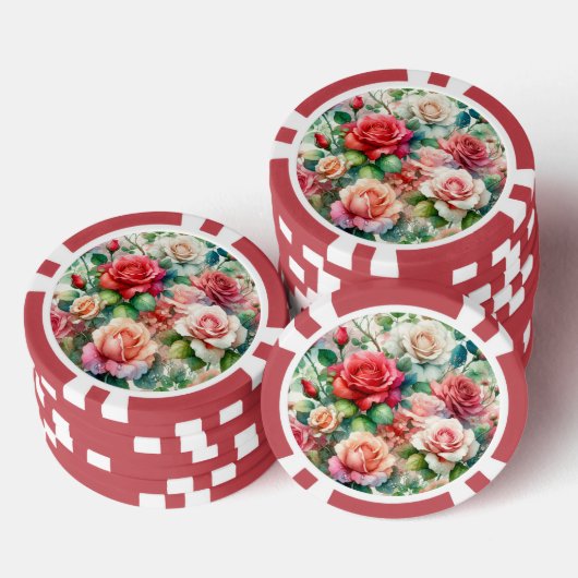 幻想的なバラの模様 ポーカーチップ (積み重ね)