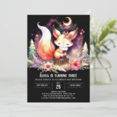 幻想的なパステルカラーのキツネの誕生日デジタル 招待状 (スタンド正面)