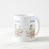 幻想的なパステルカラーのバラと蝶々 コーヒーマグカップ (正面右)