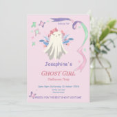幻想的なパステルカラーの幽霊の女の子のハロウィンパーティー招待状 (スタンド正面)
