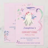 幻想的なパステルカラーの幽霊の女の子のハロウィンパーティー招待状 (正面/裏面)