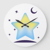 幻想的なパステルカラーの星と月の保育園 ラージ壁時計 (正面)
