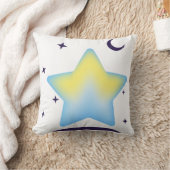 幻想的なパステルカラーの星と月の Nursery クッション (ブランケット)