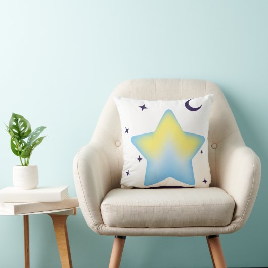 幻想的なパステルカラーの星と月の Nursery クッション (椅子)