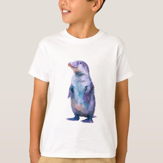 幻想的なパステルカラーの立つカモノハシの子供服 Tシャツ (正面)