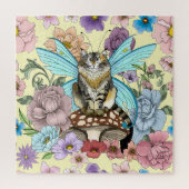 幻想的なパステルタビー妖精猫の花の夢 ジグソーパズル (縦)